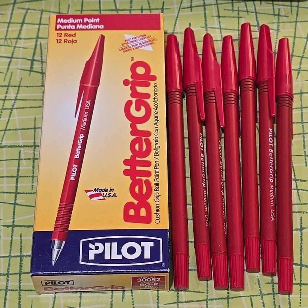 VTG Pilot Better Grip Ballpoint Red Ink Pens Cushion Grip 30052 BG-P Medium‎ USA